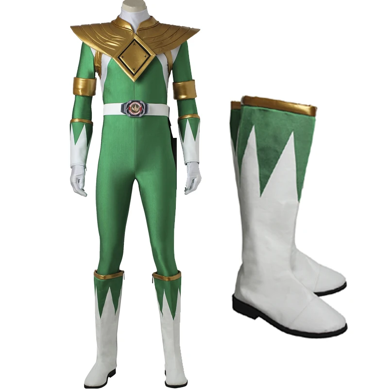 High Quality Halloween Hero Cosplay Rangers Burai Costume Green Dragon Soldier Uniform Superhero Jumpsuit With Golden Armor