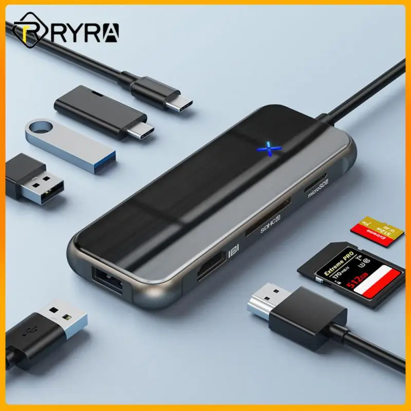 

RYRA 8-in-1 USB C HUB Type C Docking Station HDMI USB 3.0 PD 100W RJ45 Gigabit Ethernet SD TF Card Reader For Macbook USB HUB