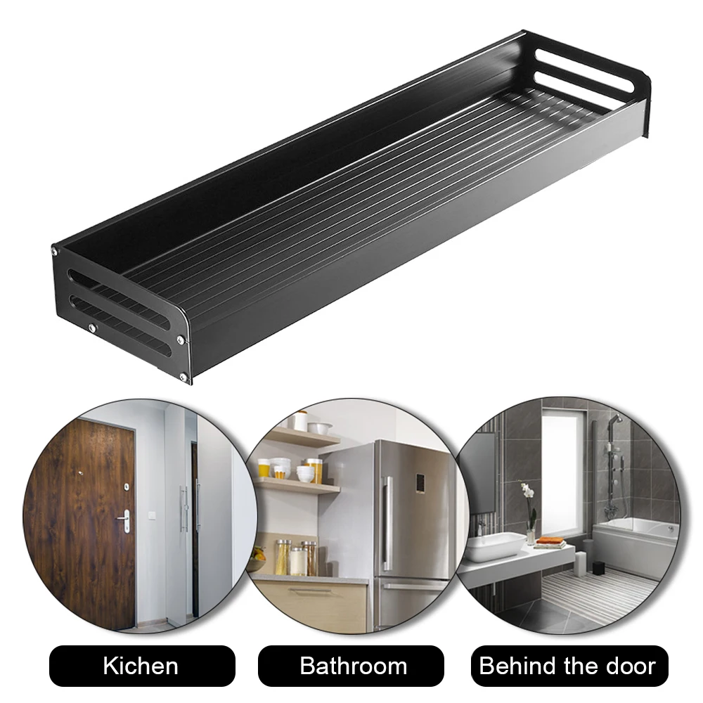 

For Spices 40/50cm Kitchen Accessories Multifunctional Bathroom Shelves Wall-mounted Organizer Rack Storage Shelf Aluminum