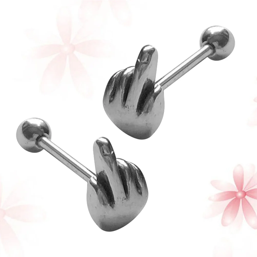 

2pcs Safe Tongue Punk Tongue Rings Hypoallergenic Tongue Ring for Men