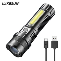 led flashlight rechargeable with cob1500 lumens super brightwaterproof pocket tactical torch for outdoor camping emergency