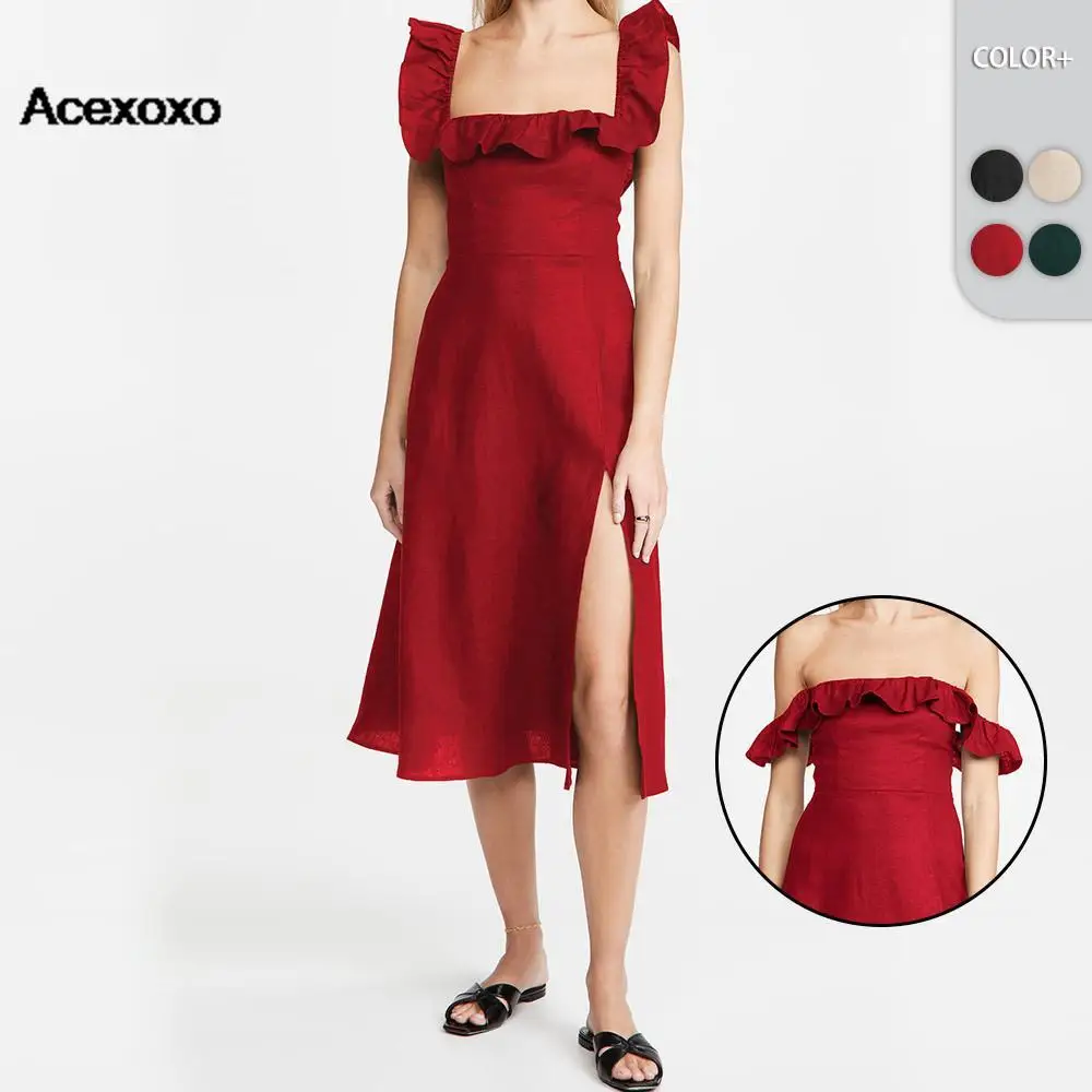 

2023 new spring and summer fashion European style one shoulder two wear MIDI skirt Bohemian beach dress women