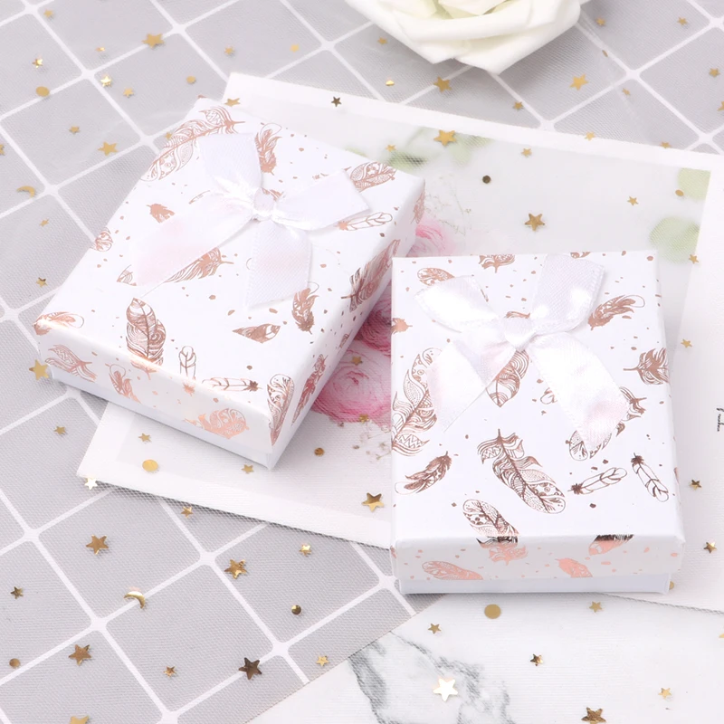 TONVIC Square Cardboard Ring Boxes Jewelry Organizer Party Gift Box With Sponge Inside 7X9X3cm Wholesale