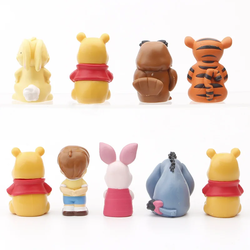 Disney Cartoon Pooh Bear Figure Gashapon Sitting 10pcs Doll Pendant Figurine Cute Collectible Model Toy Children Gift