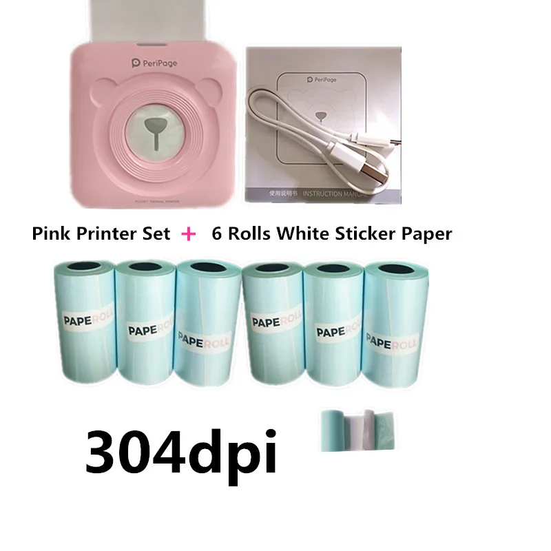 

HQ 304dpi Portable Thermal Photo Printer Peripage Ink-free BT Mini Label Printer Adhesive Paper Impresora Termica Foto Papel iOS