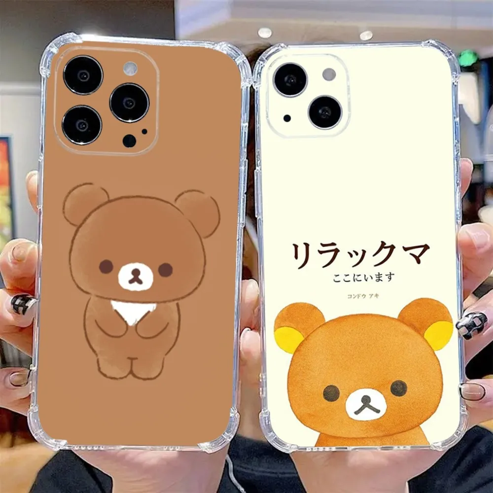 Милый чехол R-Rilakkumas для телефона iPhone 15 14 13 12 11 Plus Pro Max XR XS X 7 8 SE прозрачный