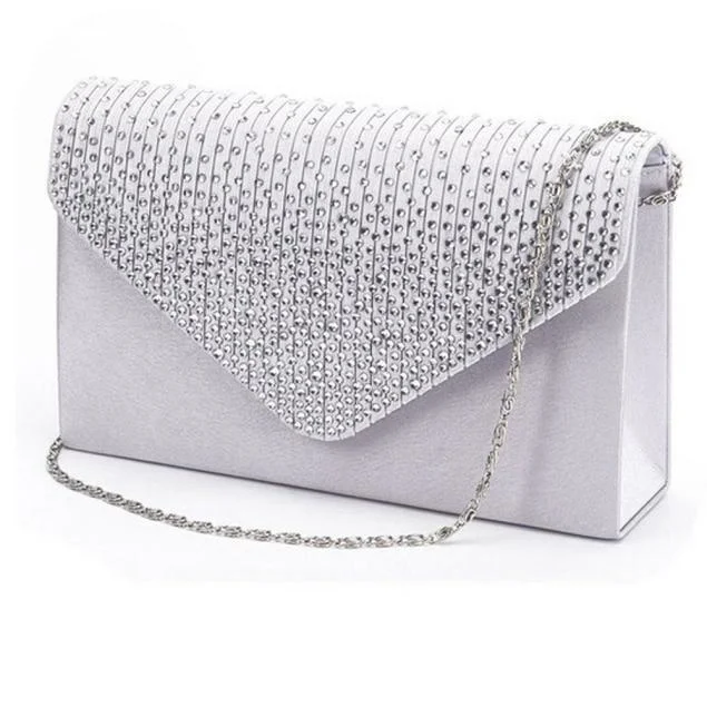 

Ladies Satin Clutches Evening Bags Crystal Bling Handbags Wedding Party Purse Envelope Fashion Womens Bags Wallet Clutch Bag Hot