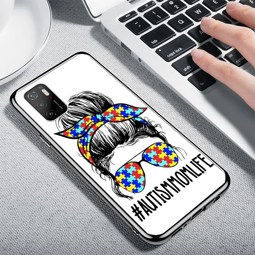 Чехол для телефона с пазлами поддержки аутизма Xiaomi Poco X3 GT X5 X4 Nfc M5S M3 M2 M4 Pro F3 F2 F1 Mi Note