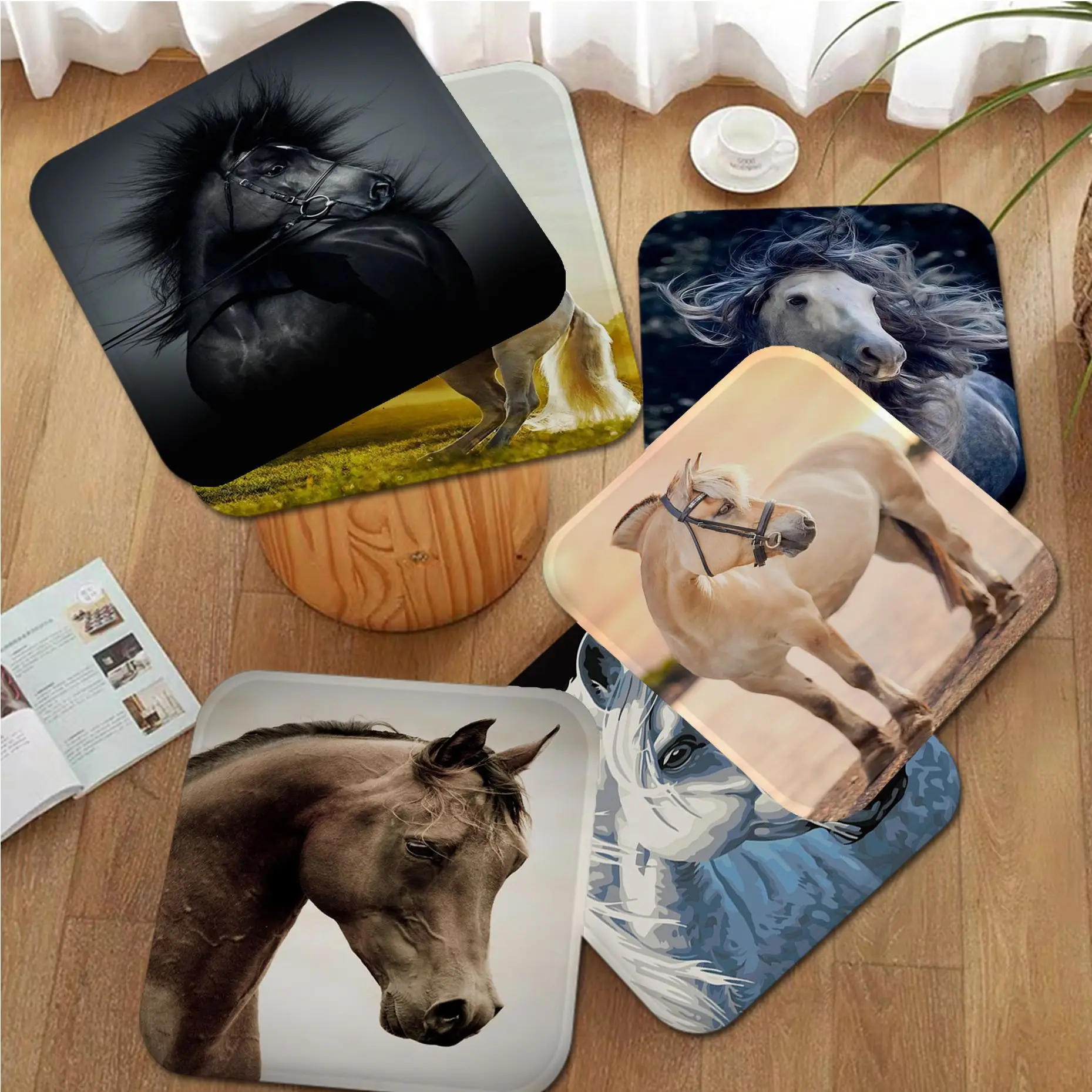 

Horse Tie Rope Stool Pad Patio Home Kitchen Office Chair Seat Cushion Pads Sofa Seat 40x40cm Chair Mat Pad