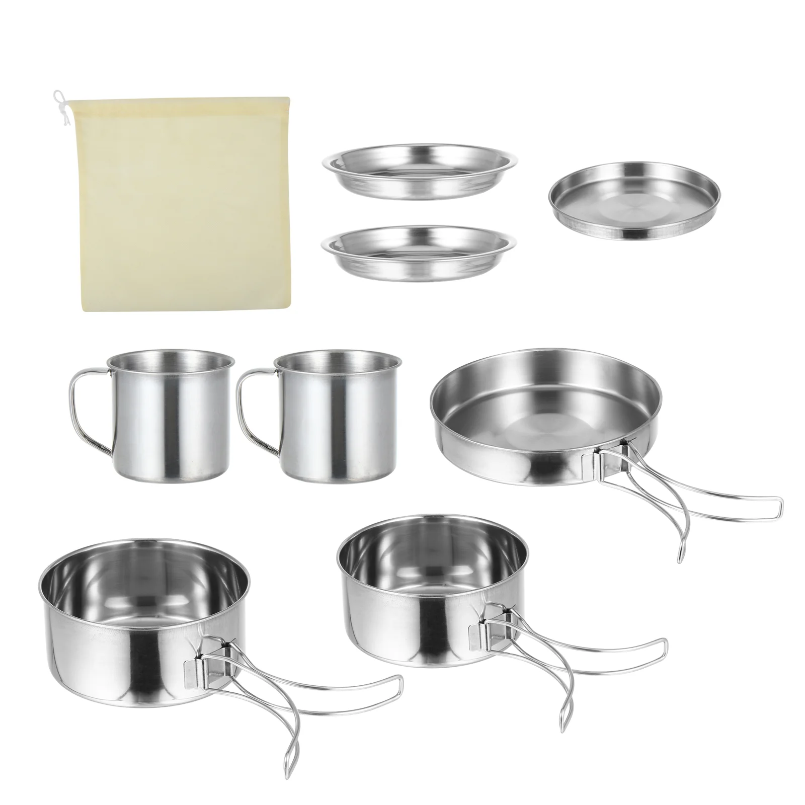 

8 Pcs Portable Stainless Steel Camping Cookware BBQ Bowl Set Outdoor Supplies