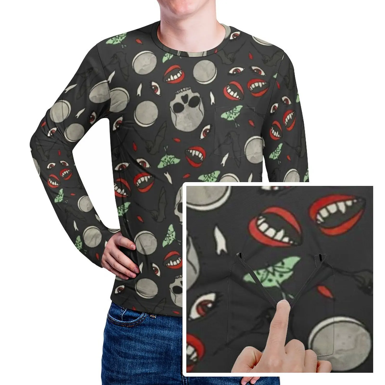 

Футболка мужская оверсайз с длинным рукавом и графическим принтом