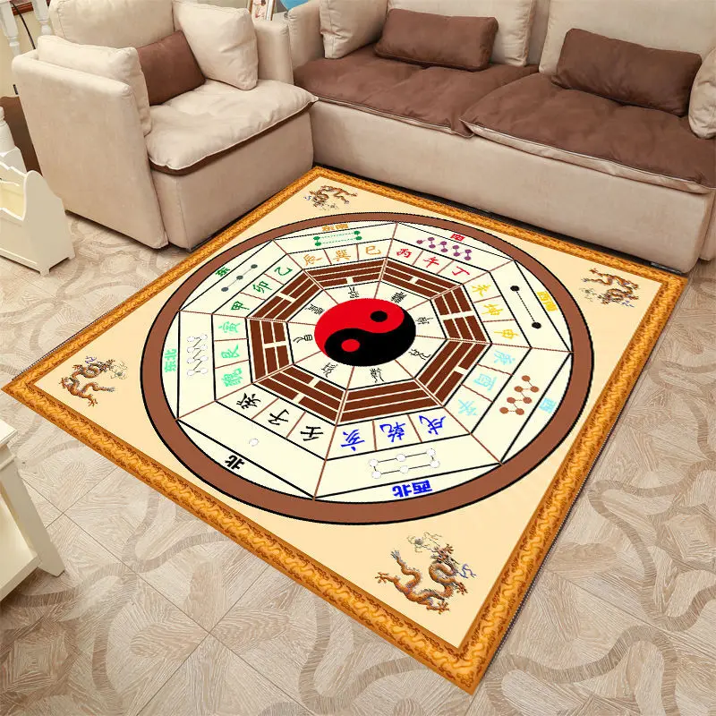 Фото Традиционный Ковер этнической культуры, Taoist mats Yin Yang Tai Chi Bagua, коврик с рисунком, нескользящий коврик для медитации №1