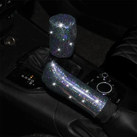 2pcs full diamond crystal car gear shift collar cover glitter rhinestones shifter hand brake covers auto interior accessories