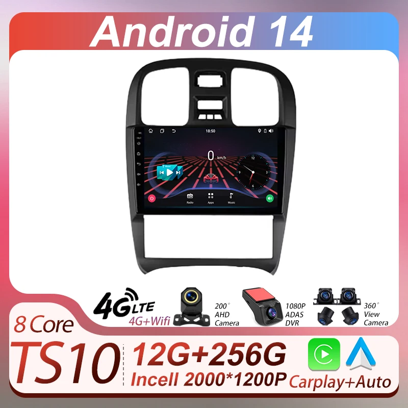 Автомобильный Android 14 мультимедиа для Hyundai Sonata EF 2001-2012 2-диночный радиоприемник