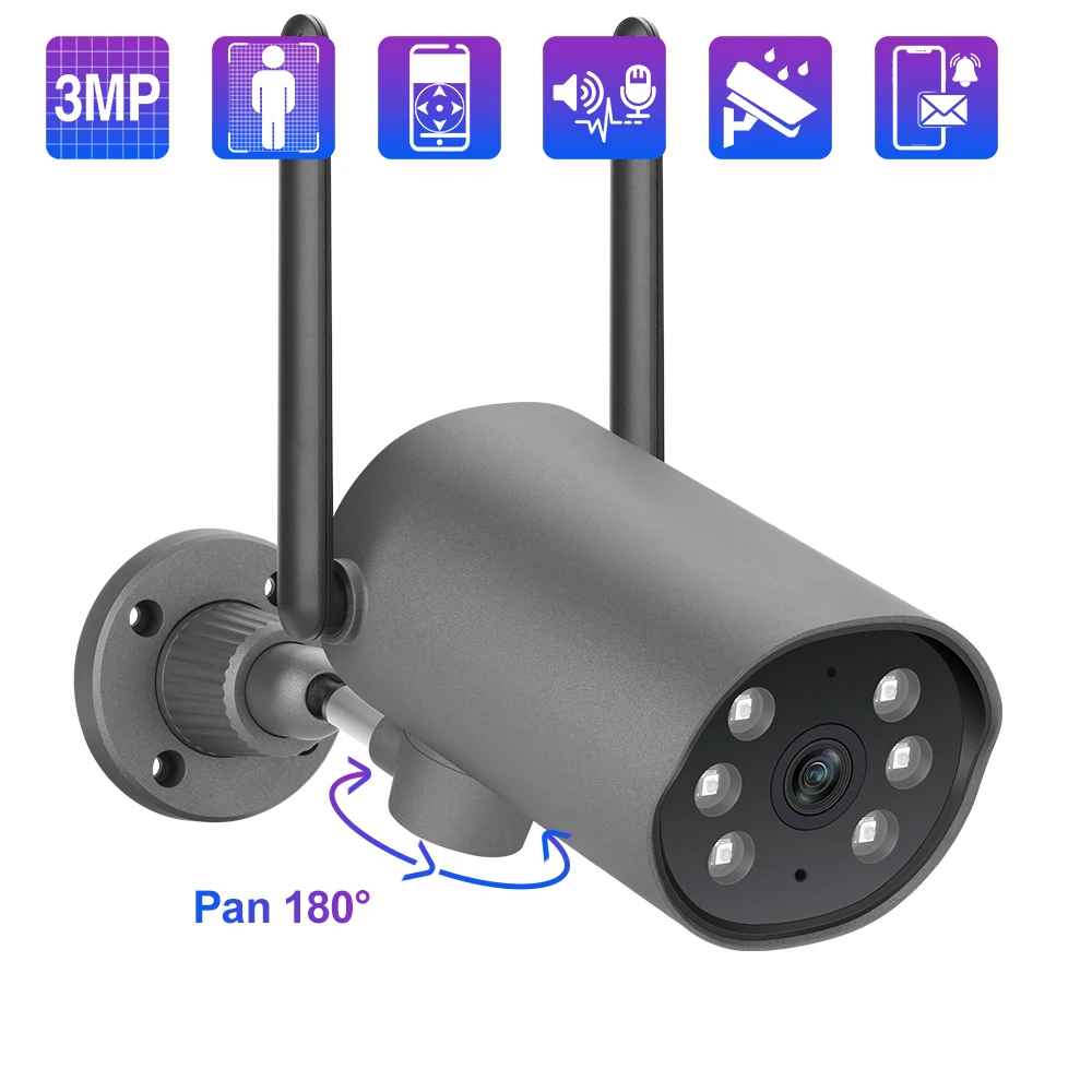 

IP-камера Techage H.265 HD 3 Мп с Wi-Fi, наружная беспроводная пт камера с двухсторонней аудиосвязкой, датчиком движения и автоматическим отслеживанием, удаленный доступ