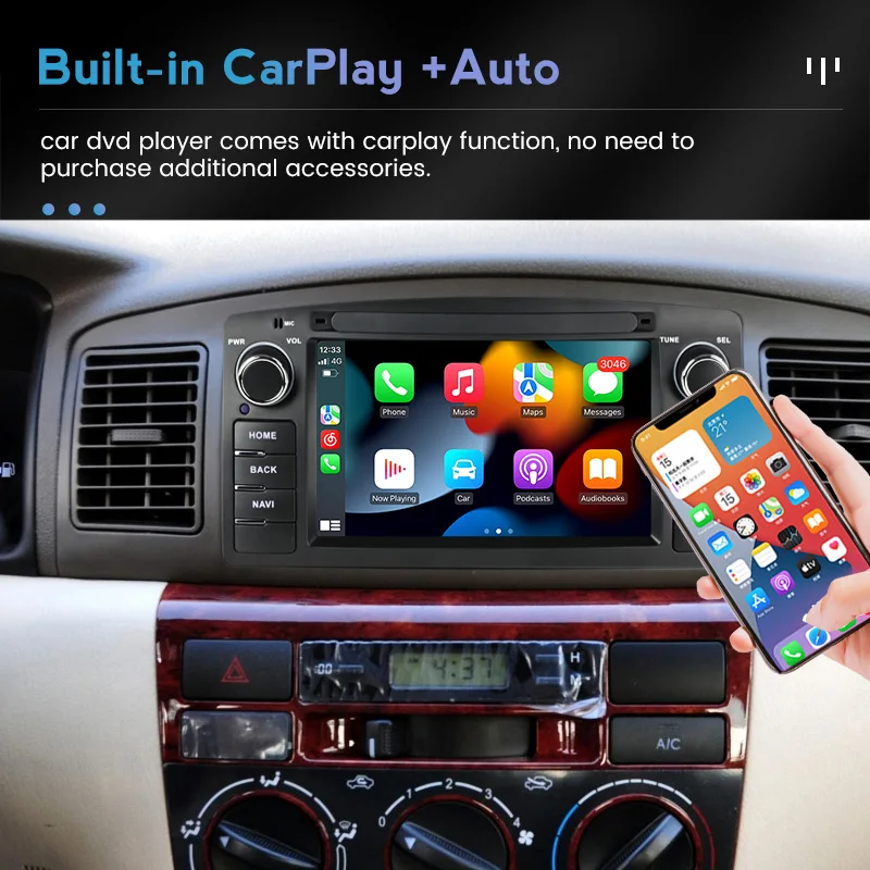 Autoradio 4core Car Multimedia Video Player For Toyota Corolla Altis E120 2000-2006 F3 2003-2013 2Din WIFI Carplay SWC BT NO Dvd |