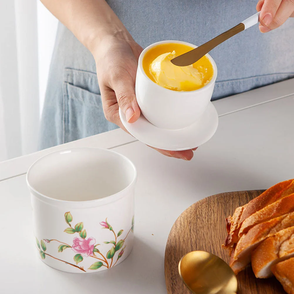 

Butter Jar Kitchen Utensil Ceramic Container Crock Black Refrigerator Candy Reusable Dessert Holder Ceramics Jars Lids