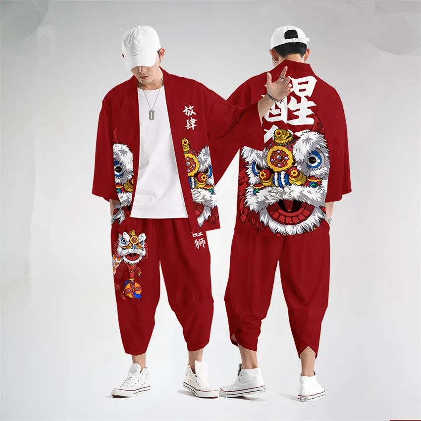 Костюм из двух предметов меч демон японский кардиган для женщин и мужчин косплей