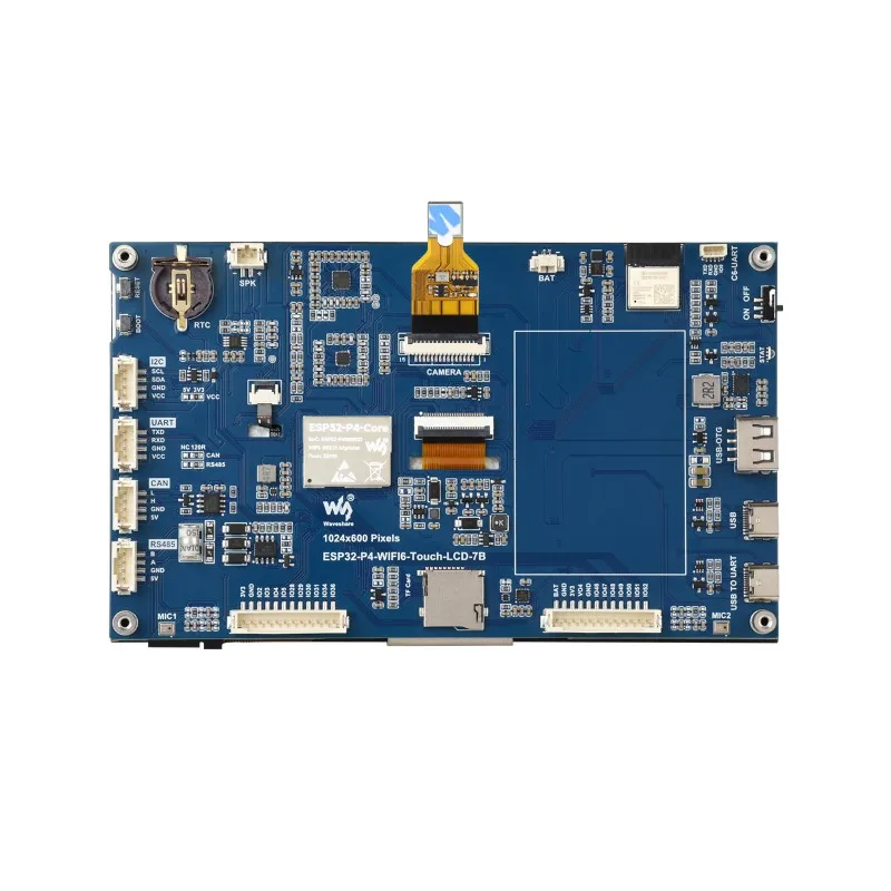 Фото SKU-32511 Waveshare ESP32-P4-WIFI6 7-дюймовая 5-точечная плата для разработки сенсорного дисплея, на базе ESP32-P4 и ESP32-C6, 1024 × 600 Res №5