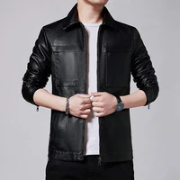 autumn and winter new mens leather jacket slim lapel casual motorcycle trendy men handsome pu leather jacket