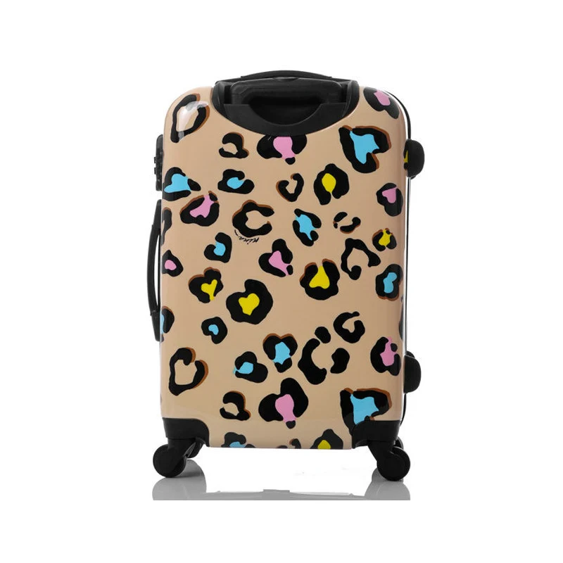 Women Travel Suitcase Girls Leopard Print Luggage ABS+PC Universal Wheels Trolley Luggage Bag 20