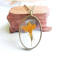 1pc retro dried flower pendant necklace creative fashion charm necklace jewelry accessories for women girls