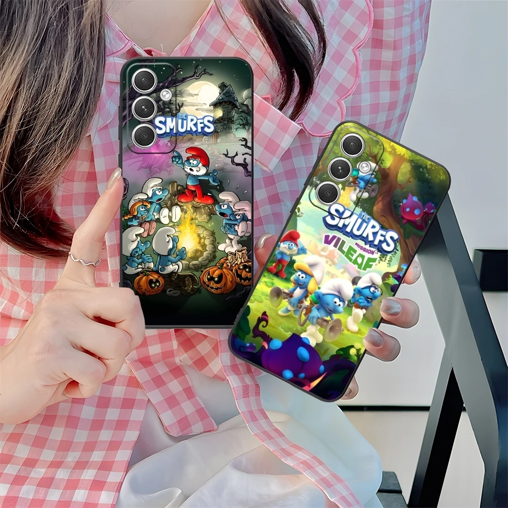 Smurfs Smurfette Smart Mobile Cell Phone Case for Samsung M55 35 15 54 34 14 33 23 13 42 32 22 F55 12 5G Black Cover Shell