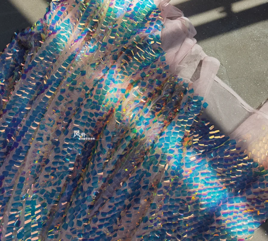 Вышитая марлевая ткань прямоугольные блестки мерцающий фон сделай сам