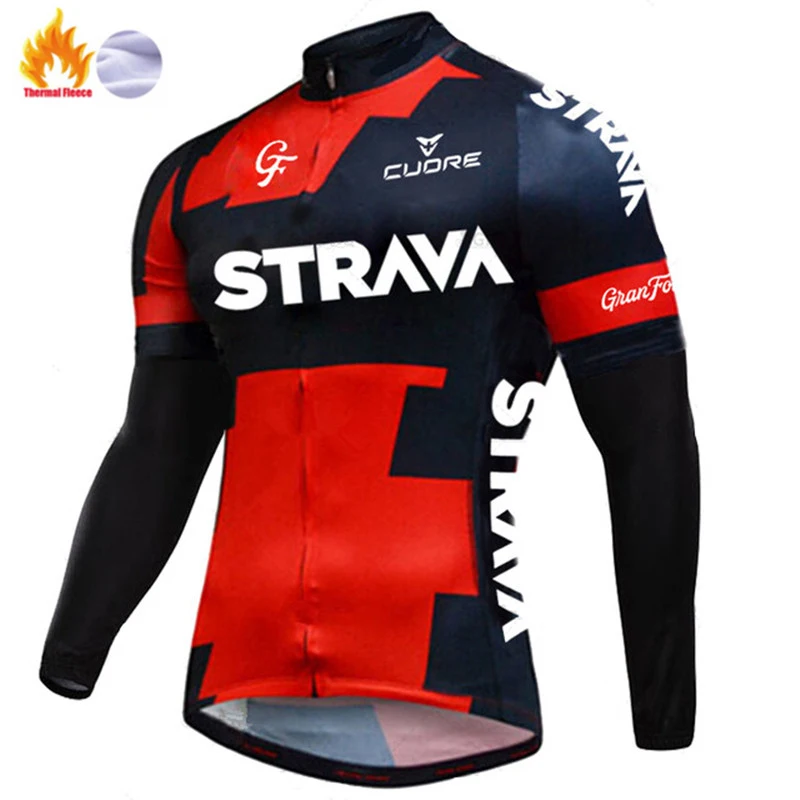

STRAVA 2021 winter Team Cycling Jersey Bicycle Long Sleeve Cycling Clothing MTB Mountain Bike Wear clothes maillot Sport clothes