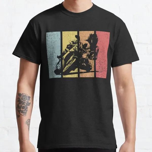 

Colorful Retro Motorcycle Sportbike Rider Vintage t shirt for Haojue HYOSUNG BMW Gilera Harris HONDA Benelli