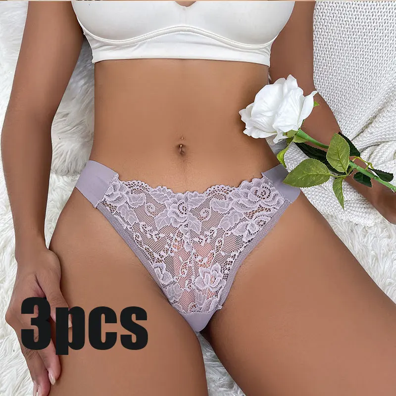 

3 шт./комплект, женские кружевные трусы со средней талией