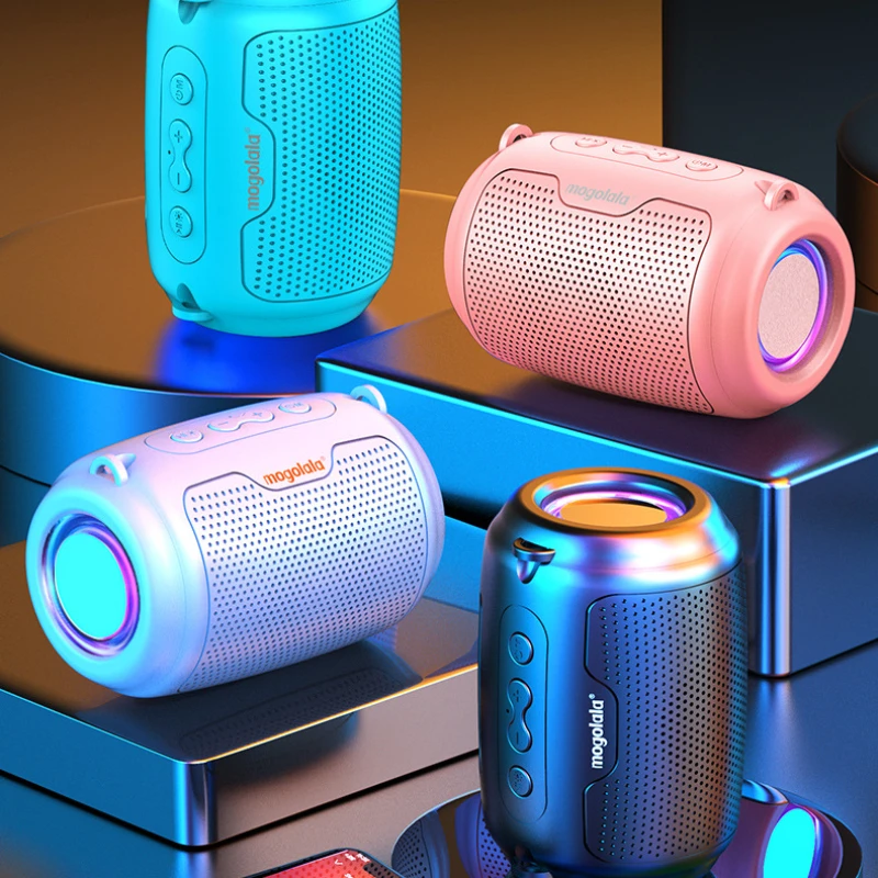 Wireless Bluetooth Speaker Subwoofer Loud Volume Cool Dynamic Atmosphere Light 5.0 Chip Home Outdoor Portable Small