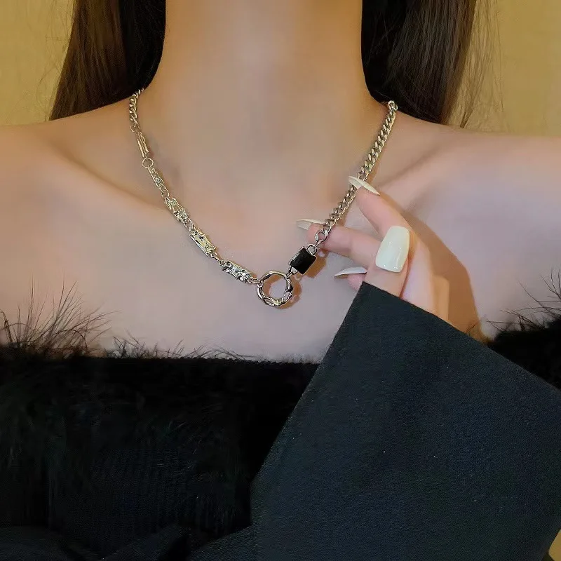 

Kpop Fashion Zircon Geometry Chain Necklaces For Women Accessories Hip Hop Jewelry On The Neck Necklace Girl Collares Para Mujer