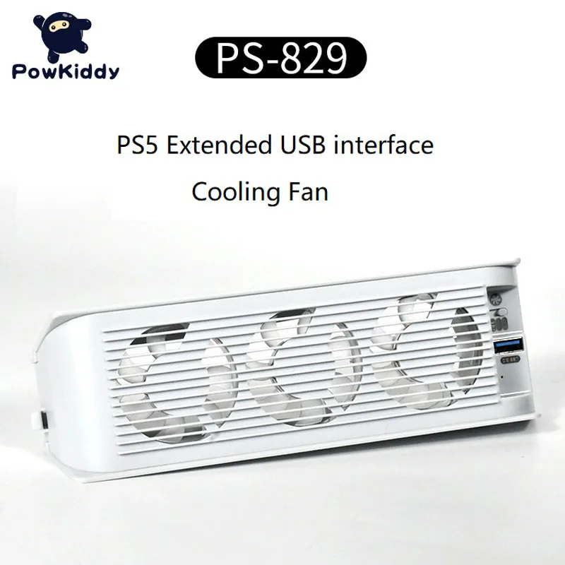 Powkiddy LED Cooling Fan for Sony PS5 Game Consoles with USB Charging Easy Installation for Playstation 5 Console Cooling Cooler