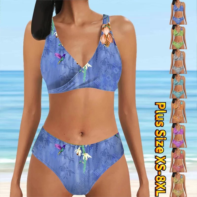 

Женский купальник 2023, комплект бикини, модный купальный костюм, летний женский сексуальный танкини, пляжная одежда, купальники с принтом, новый дизайн