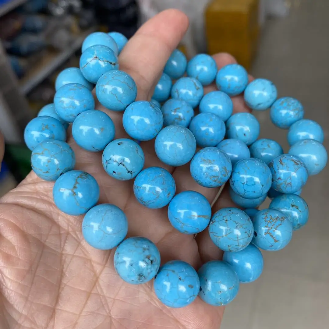 

Natural Stone Bracelet Blue Turquoises Beads Jewelry Gift Men Strand Beads Yoga Bracelets Women 6 8 10 12mm