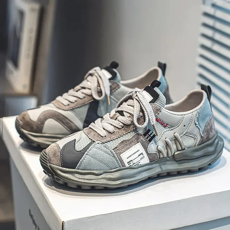 

Fashion Anti-slip Casual Shoes for Men Mixed Color Lace-Up Sports Shoes Comfortable All-match Breathable Outdoor Male Sneakers