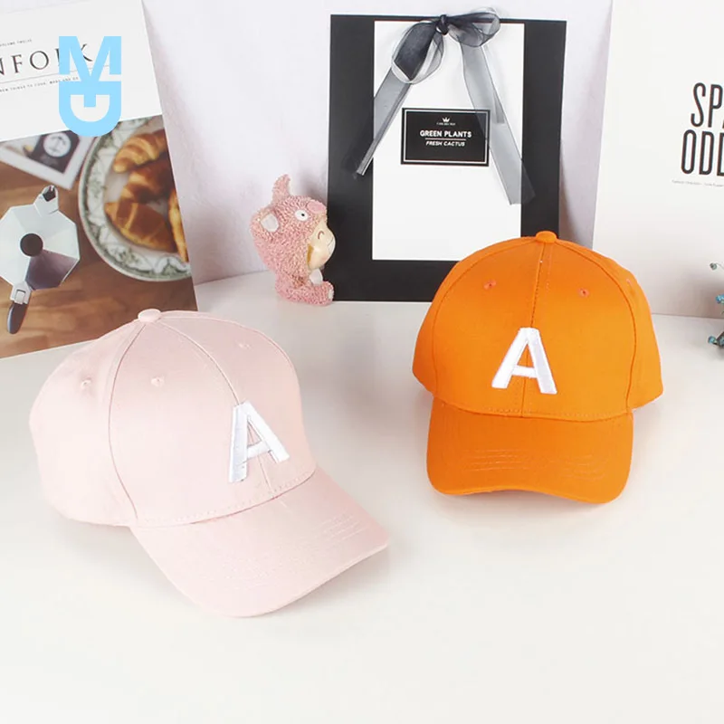 

New Summer Embroidery Letter Kids Baseball Caps Solid Color Baby Girls Boys Sun Visor Hats Children Adjustable Snapback Hip-Hop