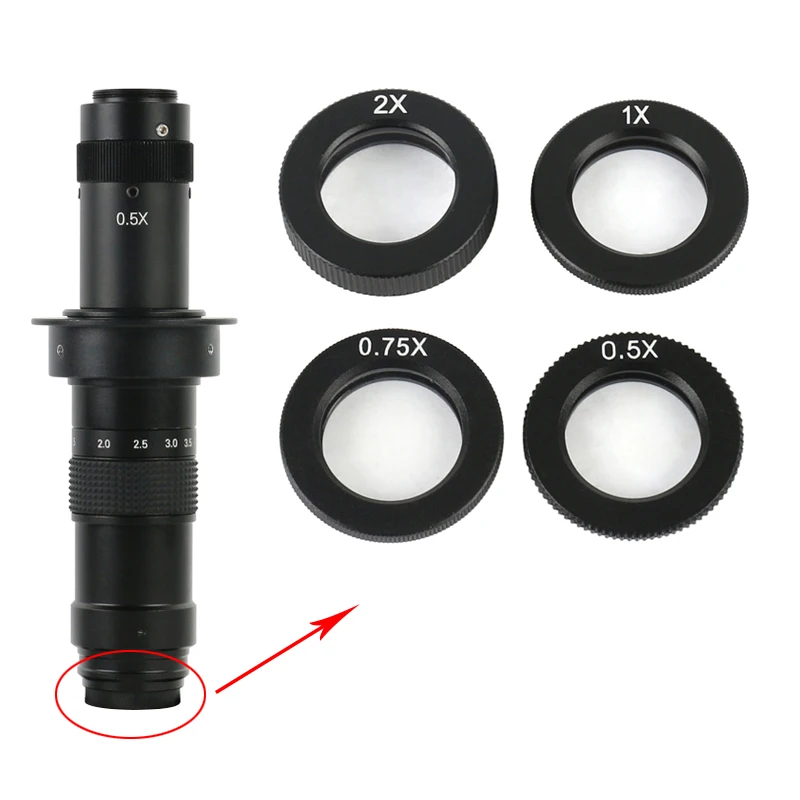 

0.5X 0.75X 1X 1.5X 2.0X Barlow Auxiliary Objective Lens 180X 300X Zoom C-Mount Precision Parallel Optical Lens
