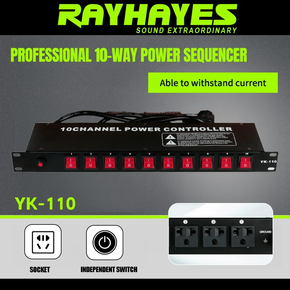 Фото RAYHAYAES YK-110 Профессиональный секвенсор питания. Каждый канал имеет независимый выключатель для защиты оборудования от перенапряжений. №1