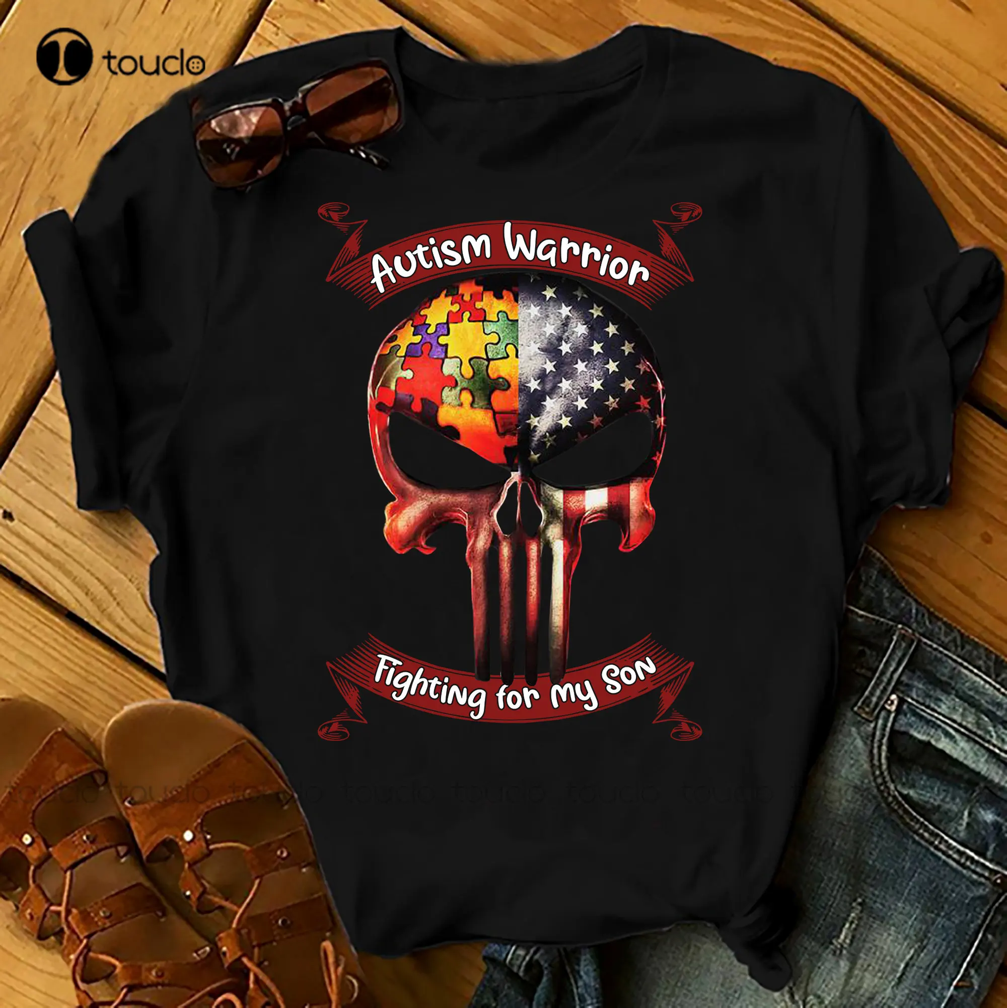 

Autism Warrior Fighting For My Son - Autism Awereness T-Shirts Men Woman Kids Birthday T Shirts Summer Tops Beach T Shirts New
