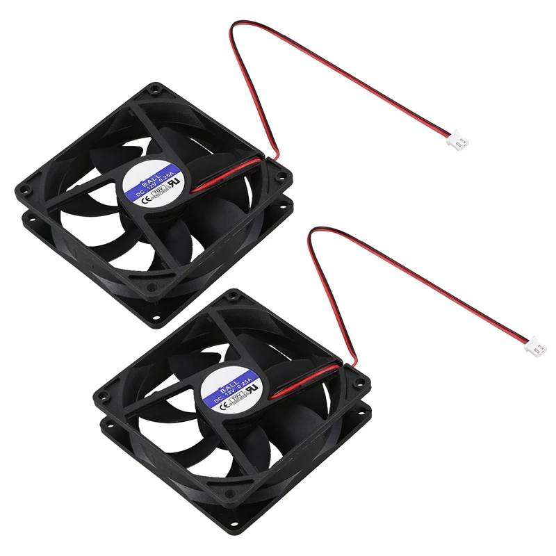 2Pcs 92Mm X92mm X 25Mm DC 12V 2Pin 65.01CFM Computer Case CPU Cooler Cooling Fan |