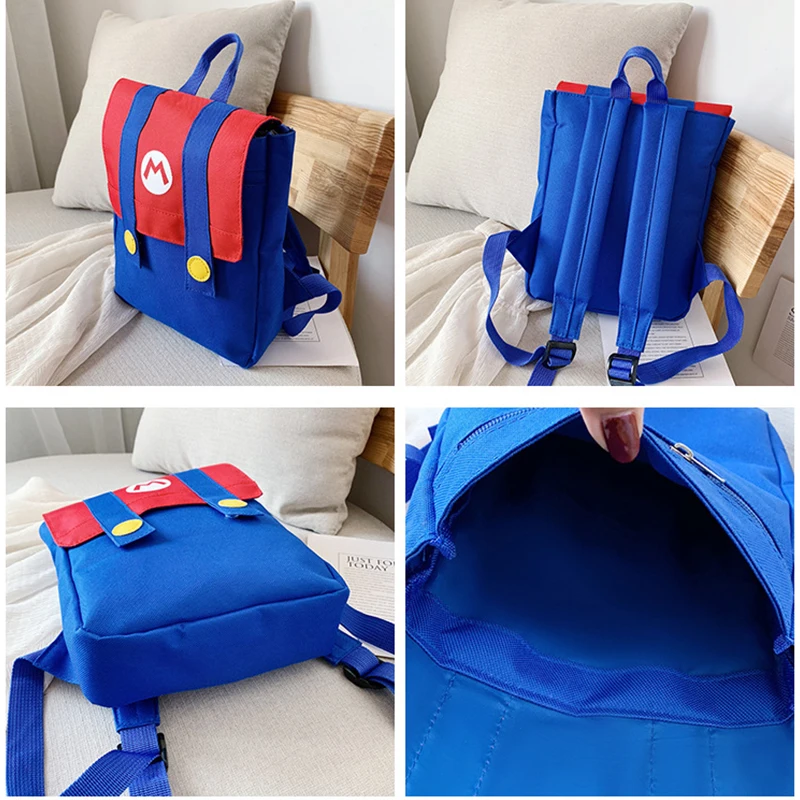 Cartoon Backpack Small Children School Bags Color Matching Breathable Waterproof Wear-resistant Zipper Kids Nylon Two Shoulders