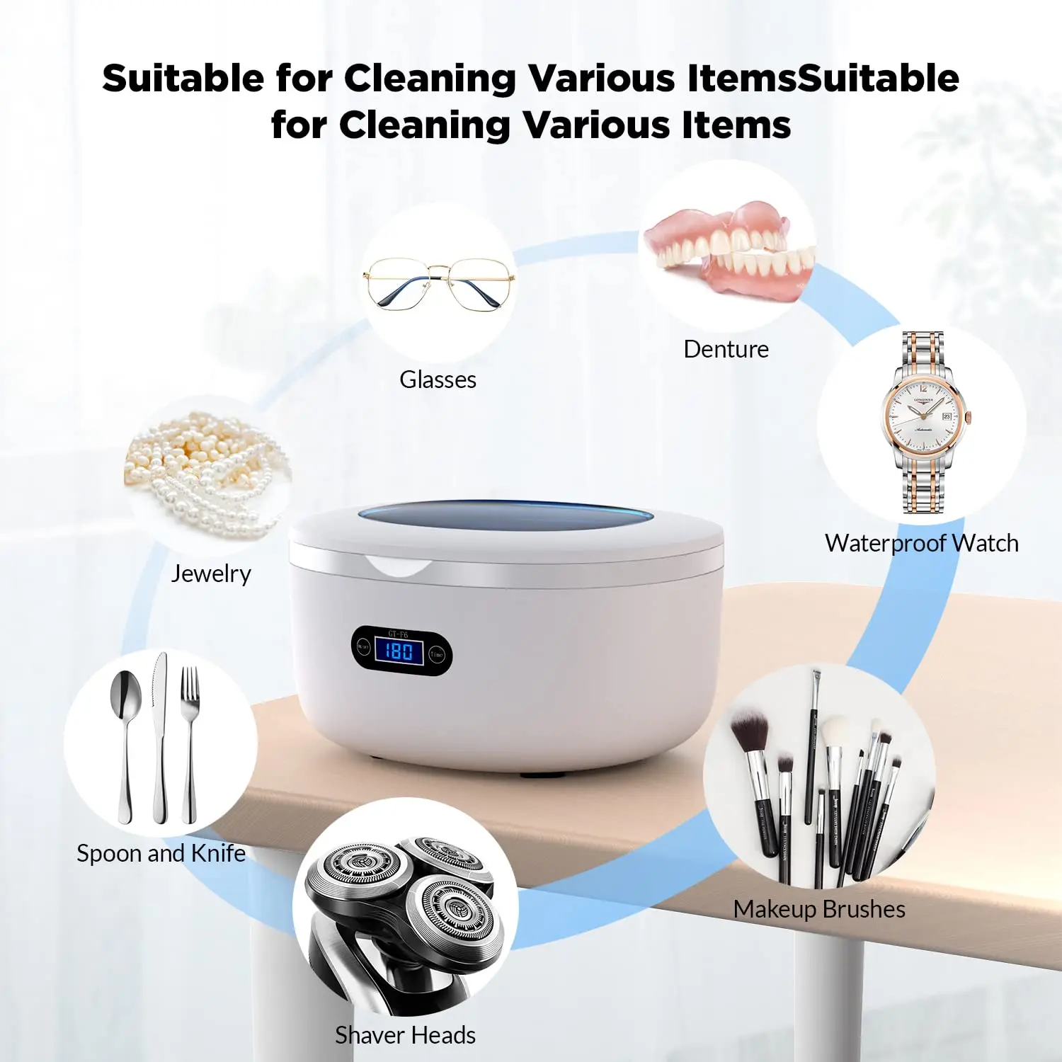 Ультразвуковой очиститель ювелирных изделий контактных линз портативный