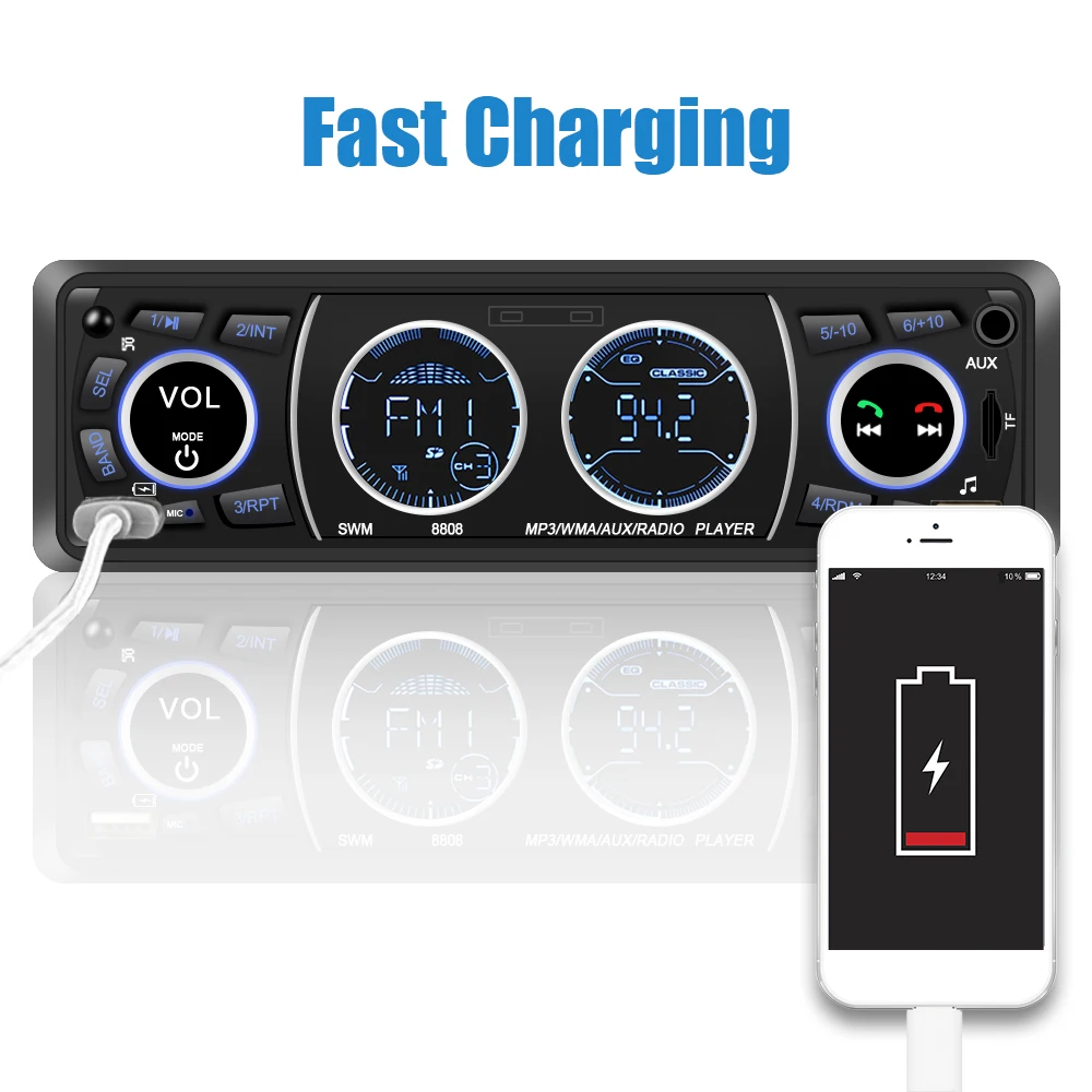 Автомагнитола 1 Din с поддержкой Bluetooth AUX/USB/TF-карт | Автомобили и мотоциклы