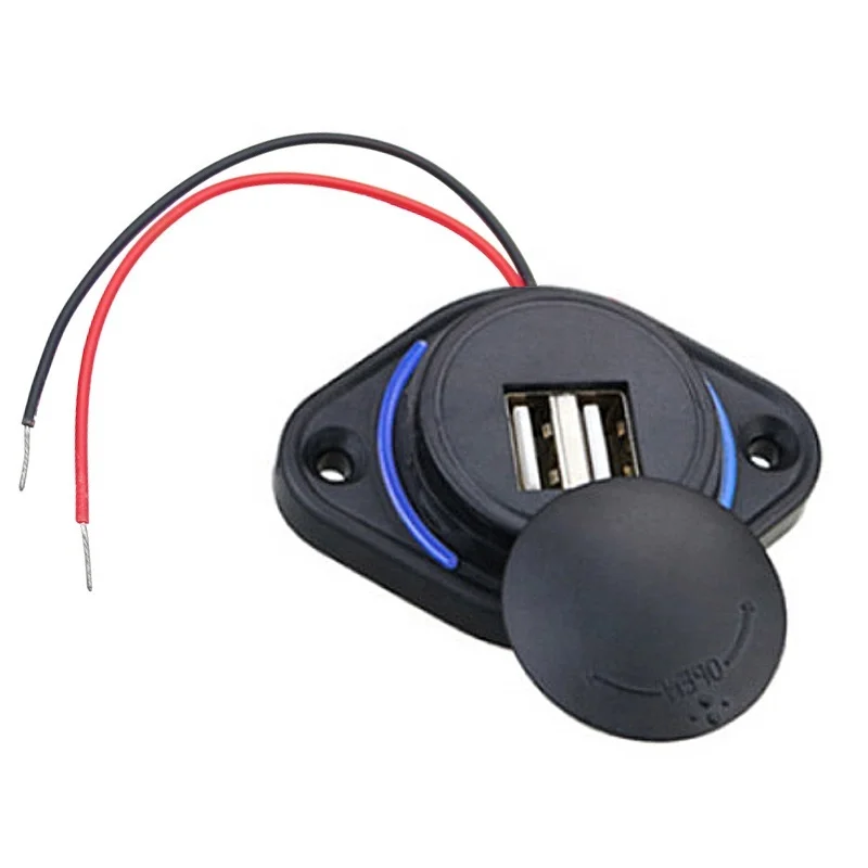 12V DC Surface Mount Flat Dual Socket 3.1A Car Seat USB Bus Charger