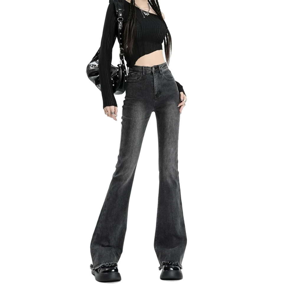 Vintage Jeans Woman High Waist Women's 2024 Trend Korean Fashion Female Clothing Denim Streetwear Pants Flare Blue