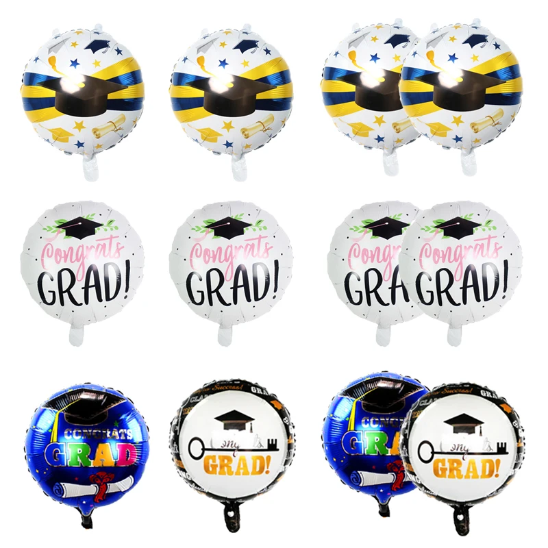 

5pcs 18inch Congrats Grad Foil Balloons Round Graduation Helium Globos school Student Gifts Kids Adult Event Party Decoration
