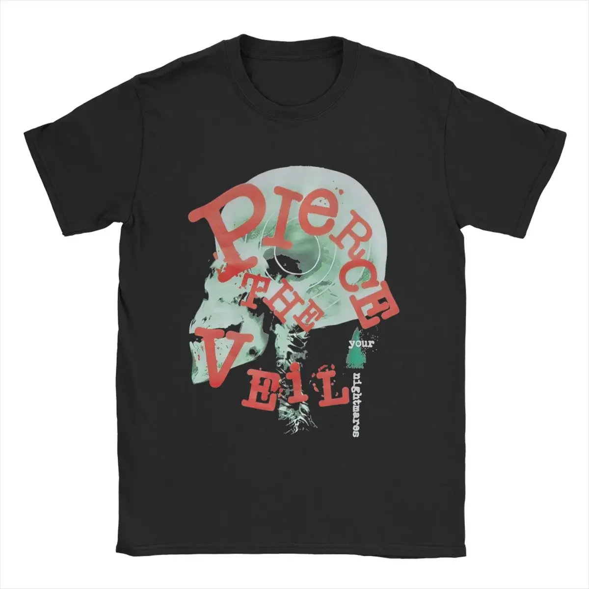 Мужская футболка с коротким рукавом круглым вырезом и принтом черепа из