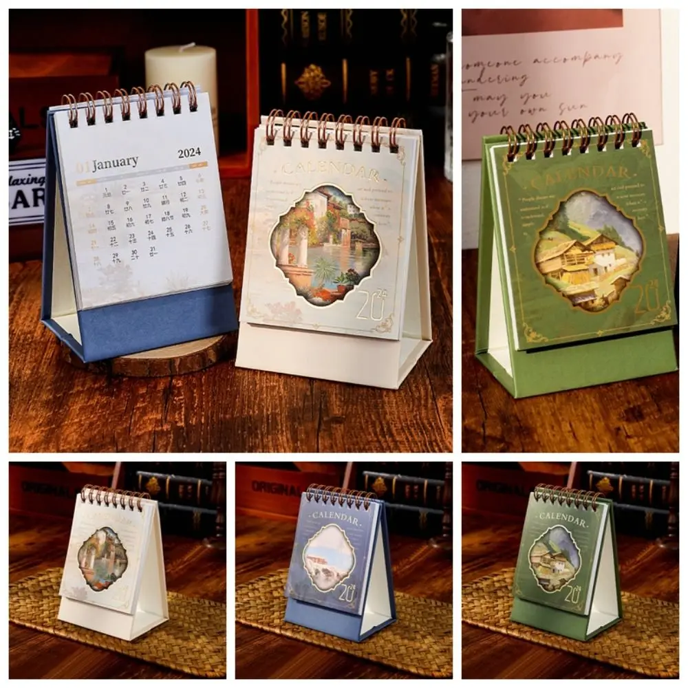 

Вертикальный флип-календарь, ежедневный Органайзер-планировщик, календарь 2024, Масляные картины, ежедневный график